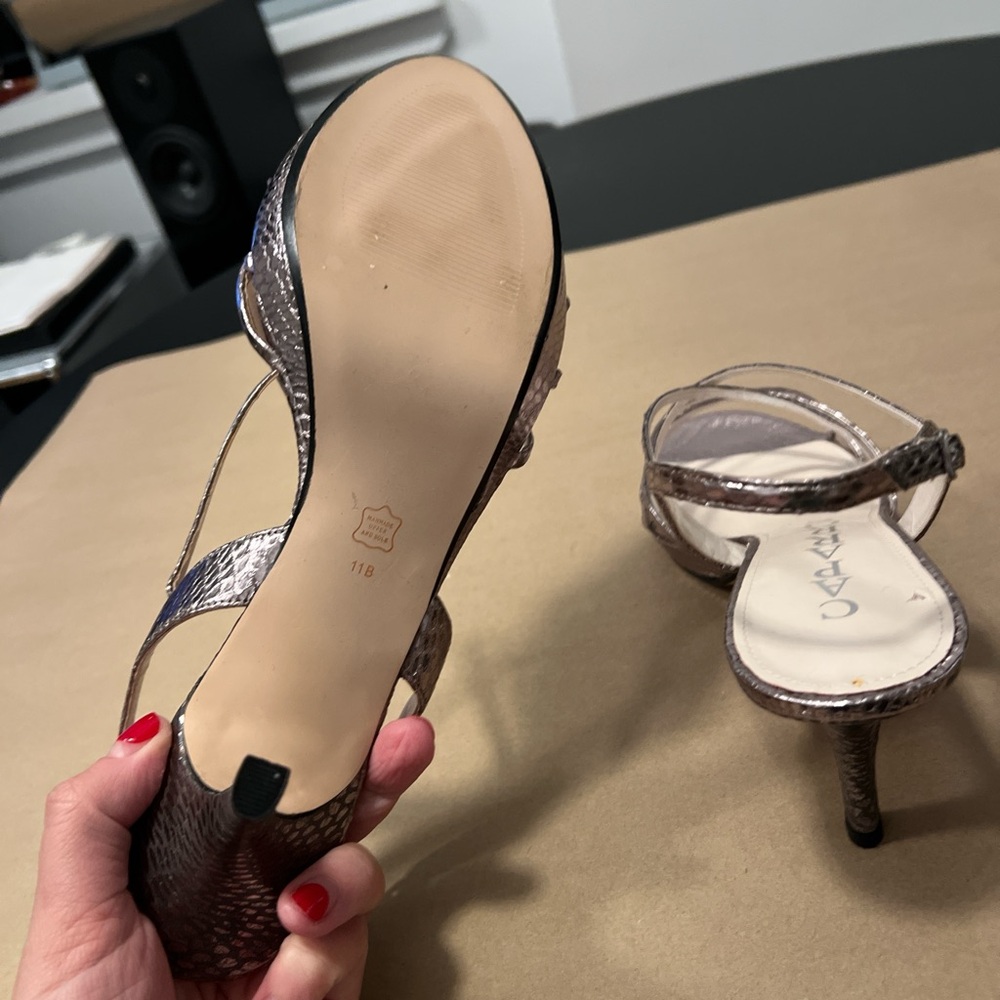 Caparros Women's Strappy Metallic Heels - Picture 6 of 8